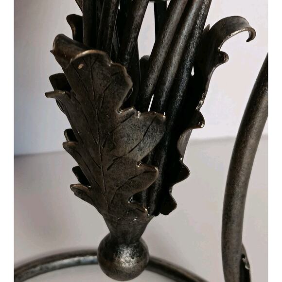 Amphora Vase Hand Blown Caged Green Glass Metal Leaves Stand 14.5" - Picture 14 of 16